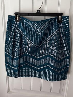Express Teal Sequin Mini Skirt